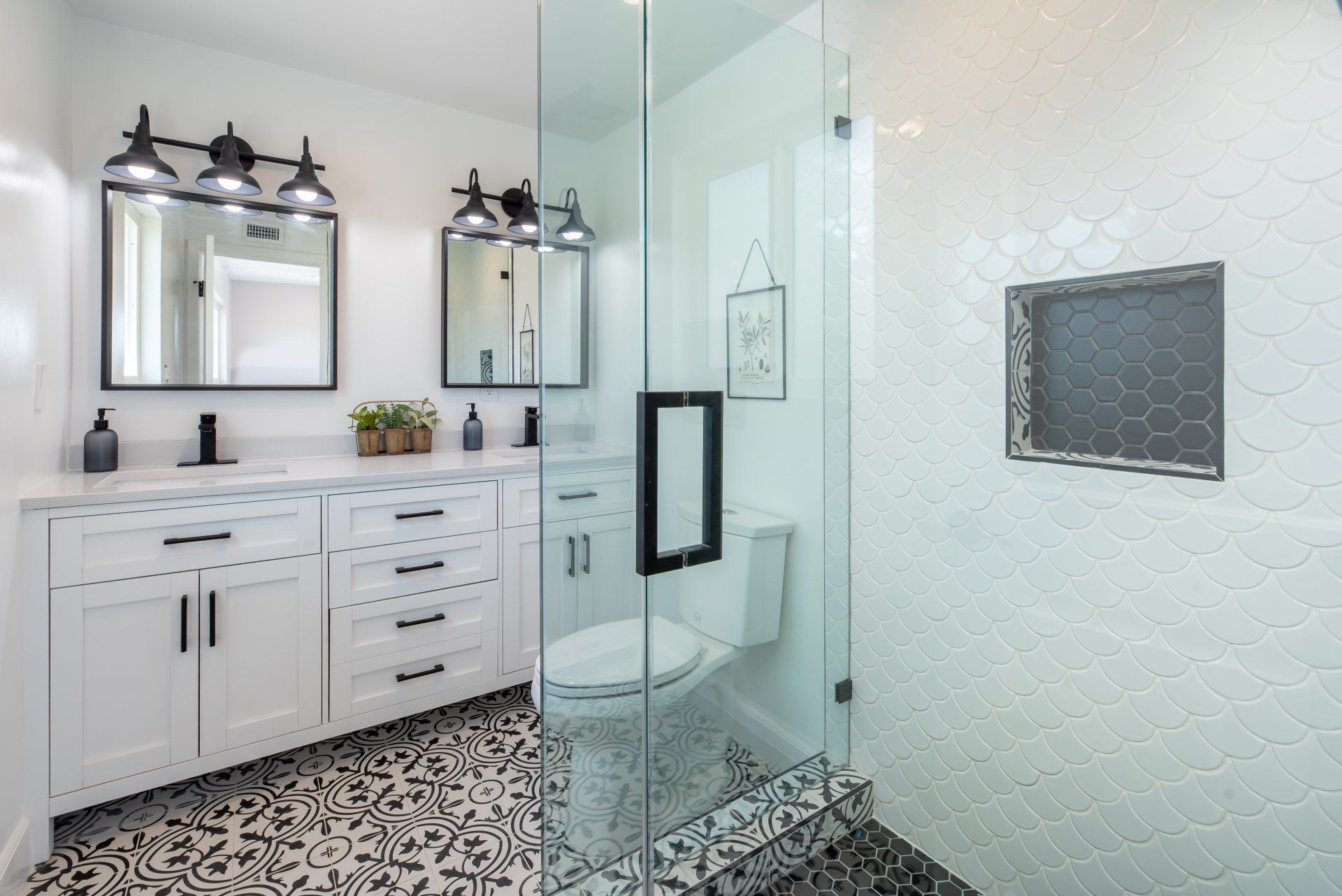 Bathroom tile and fixture detail